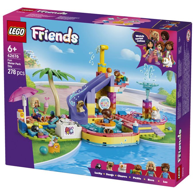 Lego 42676 Friends Set Costruzione Parco Acquatico con Scivolo 2 Mini Bamboline 4 Animali 278 Pezzi da 6 Anni