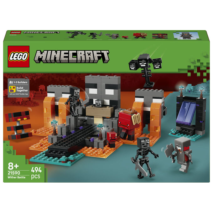 Lego 21590 Minecraft Battaglia contro il Wither con Personaggi Guerriero Crimson Strider Boss Wither Portale del Nether e Funzione Esplosiva colore Multicolore