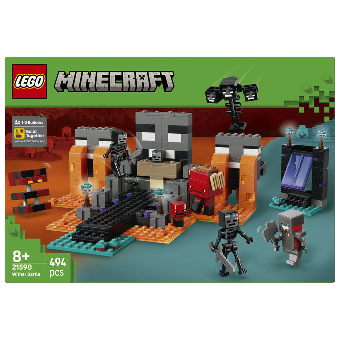 Lego 21590 Minecraft Battaglia contro il Wither con Personaggi Guerriero Crimson Strider Boss Wither Portale del Nether e Funzione Esplosiva colore Multicolore