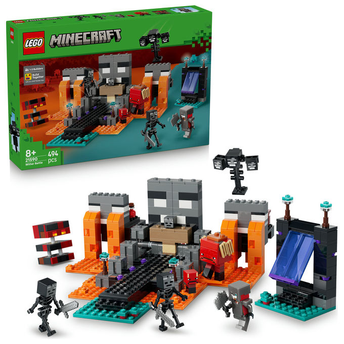 Lego 21590 Minecraft Battaglia contro il Wither con Personaggi Guerriero Crimson Strider Boss Wither Portale del Nether e Funzione Esplosiva colore Multicolore