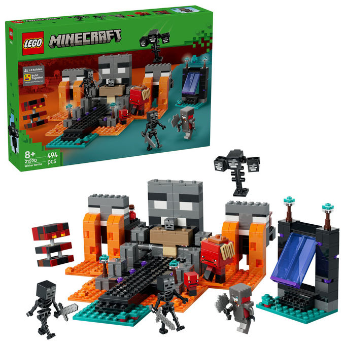 Lego 21590 Minecraft Battaglia contro il Wither con Personaggi Guerriero Crimson Strider Boss Wither Portale del Nether e Funzione Esplosiva colore Multicolore