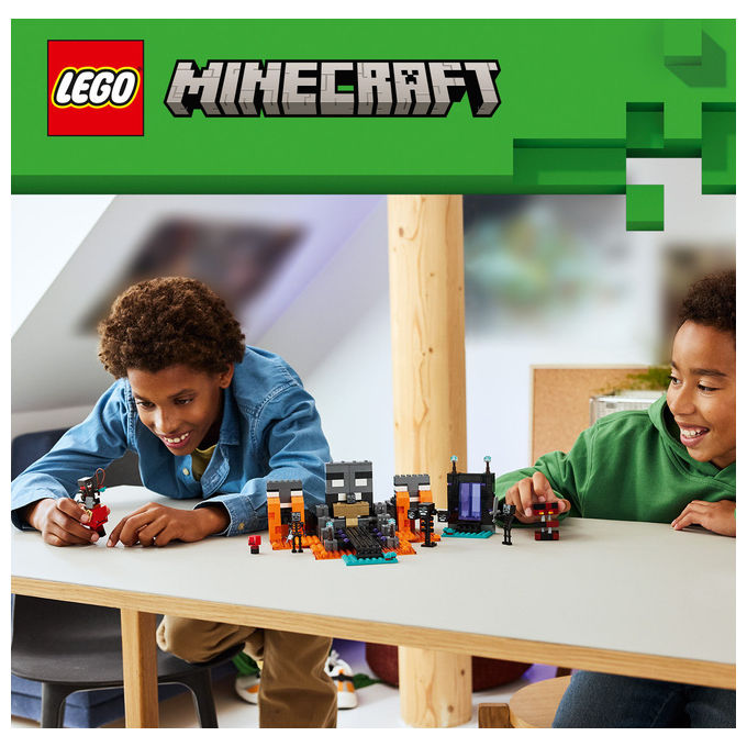 Lego 21590 Minecraft Battaglia contro il Wither con Personaggi Guerriero Crimson Strider Boss Wither Portale del Nether e Funzione Esplosiva colore Multicolore