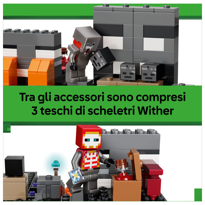 Lego 21590 Minecraft Battaglia contro il Wither con Personaggi Guerriero Crimson Strider Boss Wither Portale del Nether e Funzione Esplosiva colore Multicolore