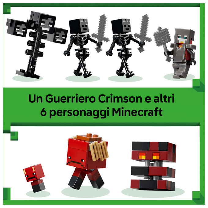 Lego 21590 Minecraft Battaglia contro il Wither con Personaggi Guerriero Crimson Strider Boss Wither Portale del Nether e Funzione Esplosiva colore Multicolore