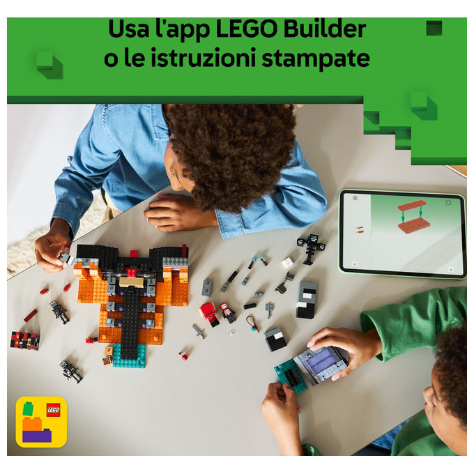 Lego 21590 Minecraft Battaglia contro il Wither con Personaggi Guerriero Crimson Strider Boss Wither Portale del Nether e Funzione Esplosiva colore Multicolore