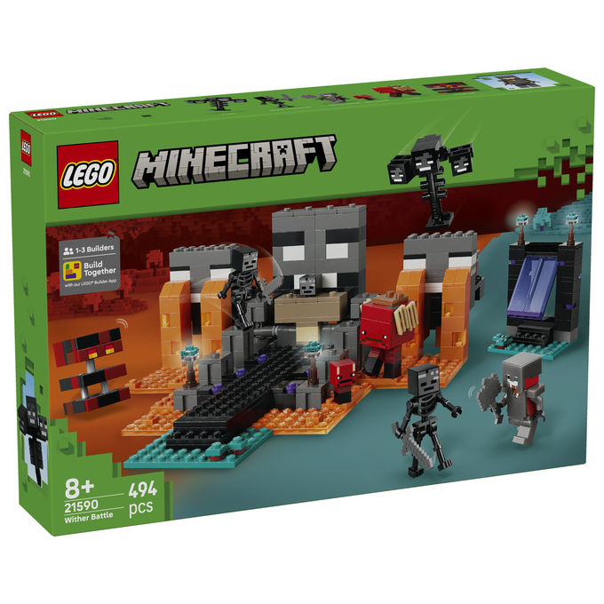 Lego 21590 Minecraft Battaglia contro il Wither con Personaggi Guerriero Crimson Strider Boss Wither Portale del Nether e Funzione Esplosiva colore Multicolore