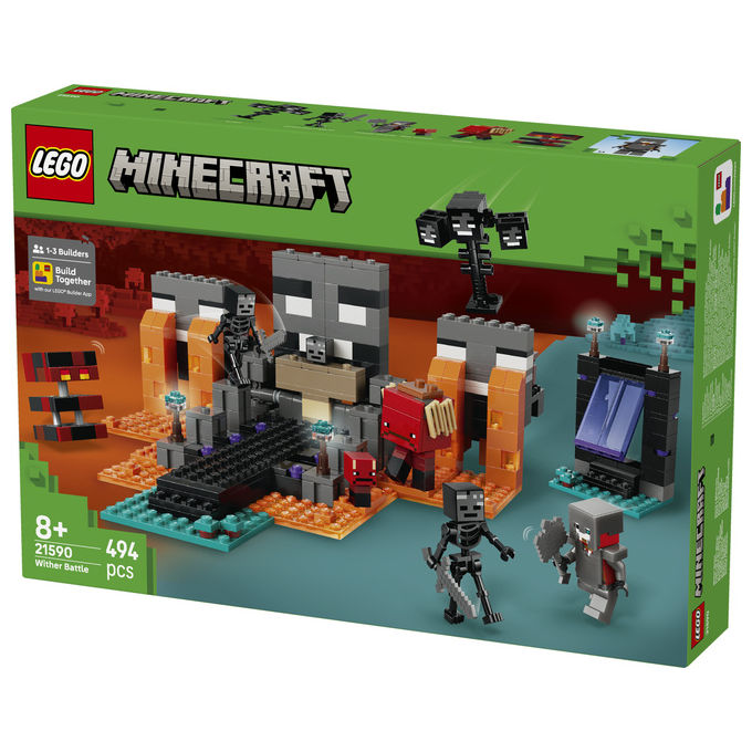 Lego 21590 Minecraft Battaglia contro il Wither con Personaggi Guerriero Crimson Strider Boss Wither Portale del Nether e Funzione Esplosiva colore Multicolore