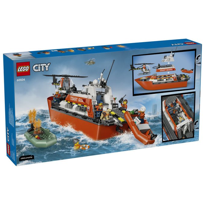 Lego 60504 City Motoscafo di Soccorso ed Elicottero della Guardia Costiera Set da Costruzione con 742 Pezzi per Bambini da 7+ Anni colore Multicolore