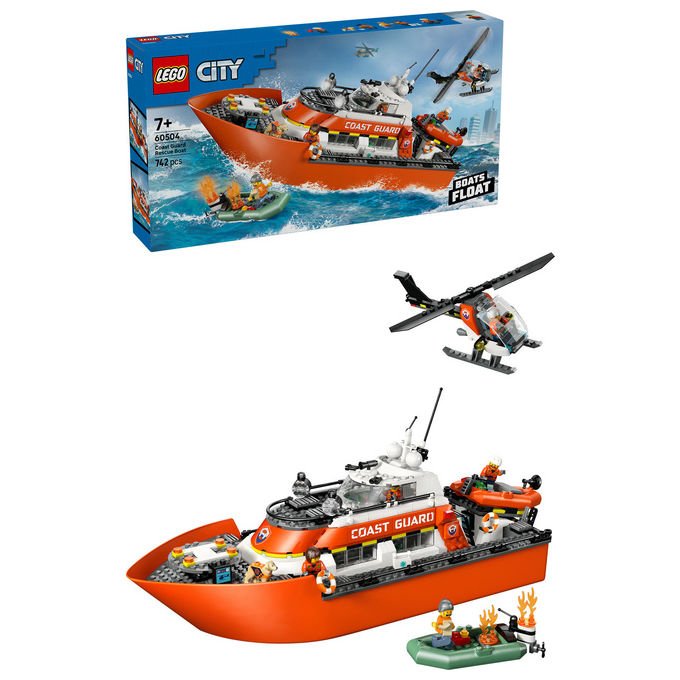 Lego 60504 City Motoscafo di Soccorso ed Elicottero della Guardia Costiera Set da Costruzione con 742 Pezzi per Bambini da 7+ Anni colore Multicolore