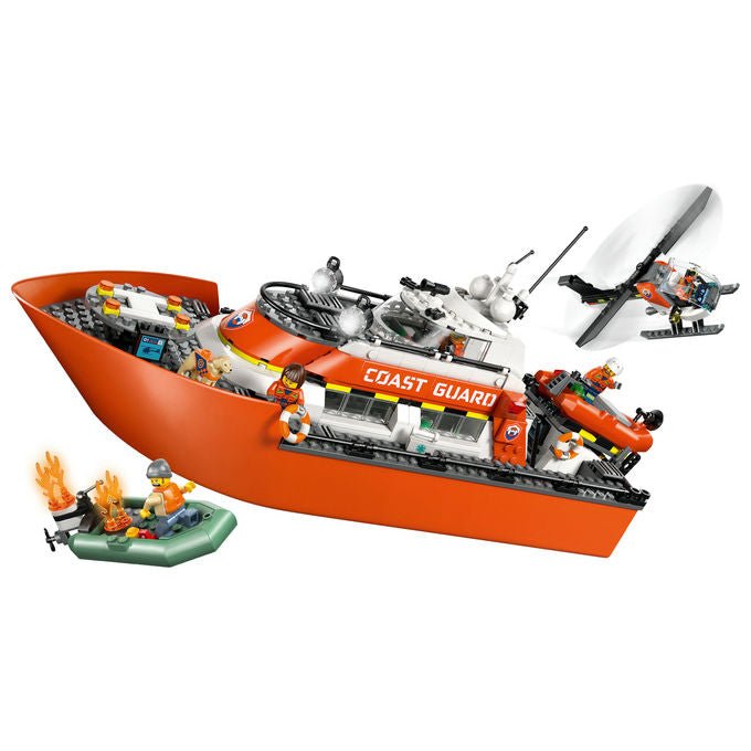 Lego 60504 City Motoscafo di Soccorso ed Elicottero della Guardia Costiera Set da Costruzione con 742 Pezzi per Bambini da 7+ Anni colore Multicolore