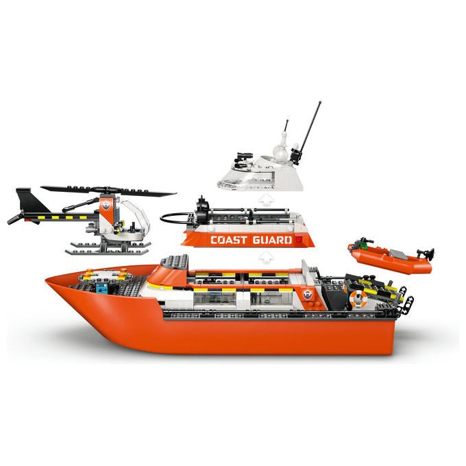 Lego 60504 City Motoscafo di Soccorso ed Elicottero della Guardia Costiera Set da Costruzione con 742 Pezzi per Bambini da 7+ Anni colore Multicolore