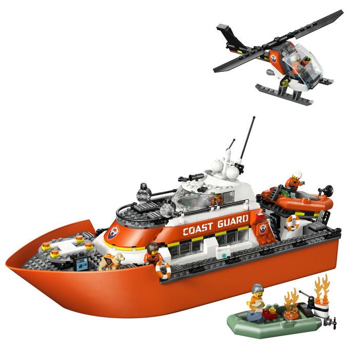 Lego 60504 City Motoscafo di Soccorso ed Elicottero della Guardia Costiera Set da Costruzione con 742 Pezzi per Bambini da 7+ Anni colore Multicolore