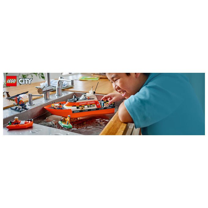 Lego 60504 City Motoscafo di Soccorso ed Elicottero della Guardia Costiera Set da Costruzione con 742 Pezzi per Bambini da 7+ Anni colore Multicolore