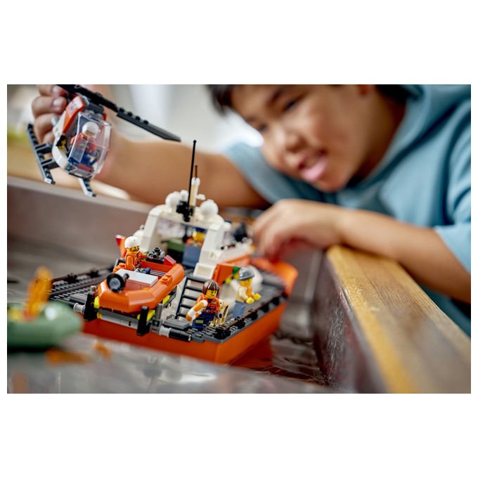 Lego 60504 City Motoscafo di Soccorso ed Elicottero della Guardia Costiera Set da Costruzione con 742 Pezzi per Bambini da 7+ Anni colore Multicolore