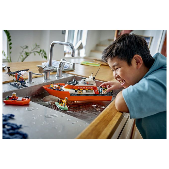 Lego 60504 City Motoscafo di Soccorso ed Elicottero della Guardia Costiera Set da Costruzione con 742 Pezzi per Bambini da 7+ Anni colore Multicolore