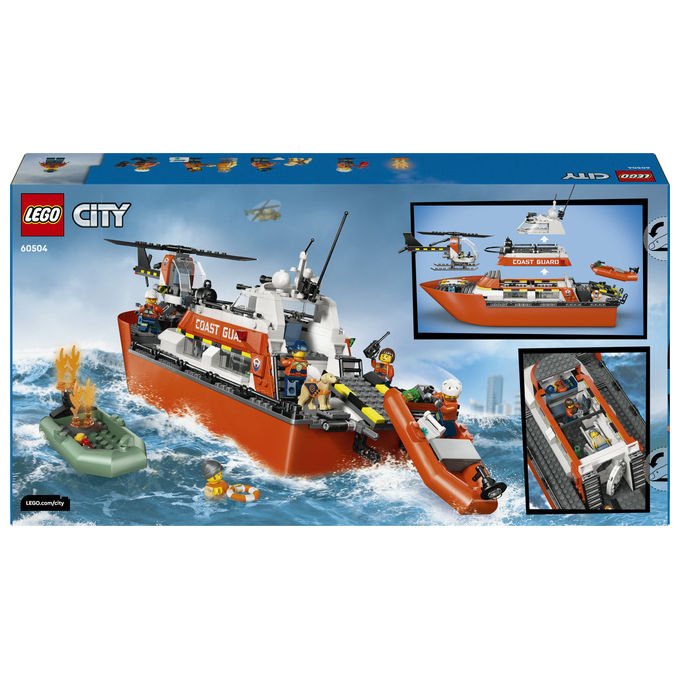 Lego 60504 City Motoscafo di Soccorso ed Elicottero della Guardia Costiera Set da Costruzione con 742 Pezzi per Bambini da 7+ Anni colore Multicolore