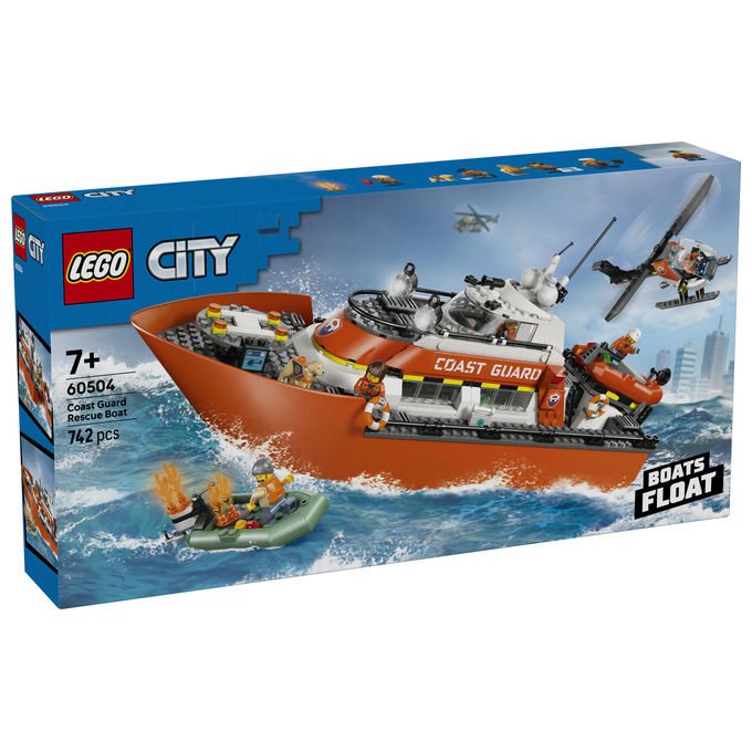 Lego 60504 City Motoscafo di Soccorso ed Elicottero della Guardia Costiera Set da Costruzione con 742 Pezzi per Bambini da 7+ Anni colore Multicolore
