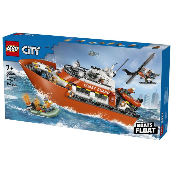 Lego 60504 City Motoscafo di Soccorso ed Elicottero della Guardia Costiera Set da Costruzione con 742 Pezzi per Bambini da 7+ Anni colore Multicolore