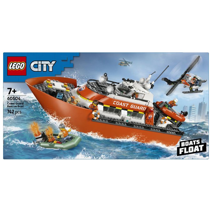Lego 60504 City Motoscafo di Soccorso ed Elicottero della Guardia Costiera Set da Costruzione con 742 Pezzi per Bambini da 7+ Anni colore Multicolore