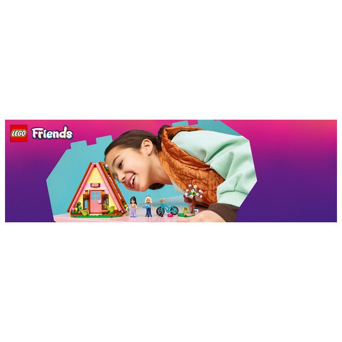 Lego 42682 Friends Cabina Glamping nella Natura Bambola Giocattolo Campfire con 2 Minifigure e Gatto colore Nero