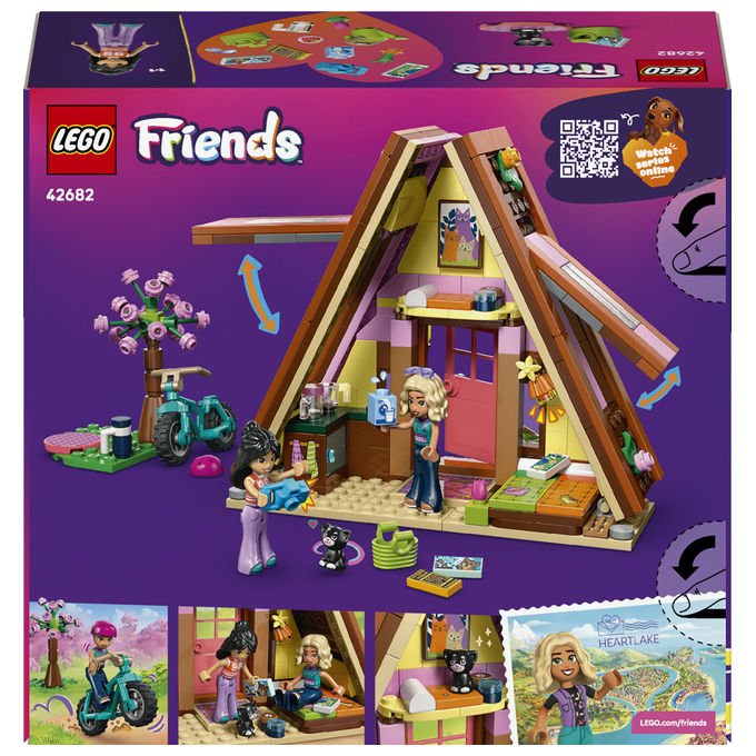 Lego 42682 Friends Cabina Glamping nella Natura Bambola Giocattolo Campfire con 2 Minifigure e Gatto colore Nero