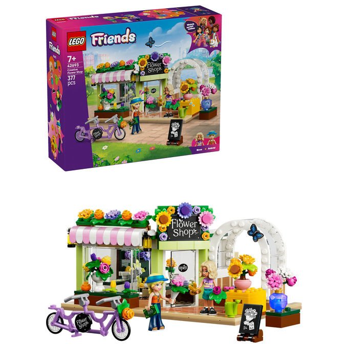 Lego 42693 Friends Negozio di Fiori Creativo Set Costruzioni 377 Pezzi 2 Minidoll Nova e Astrid da 7 Anni