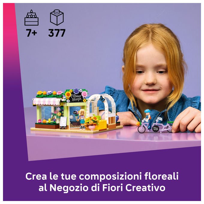 Lego 42693 Friends Negozio di Fiori Creativo Set Costruzioni 377 Pezzi 2 Minidoll Nova e Astrid da 7 Anni