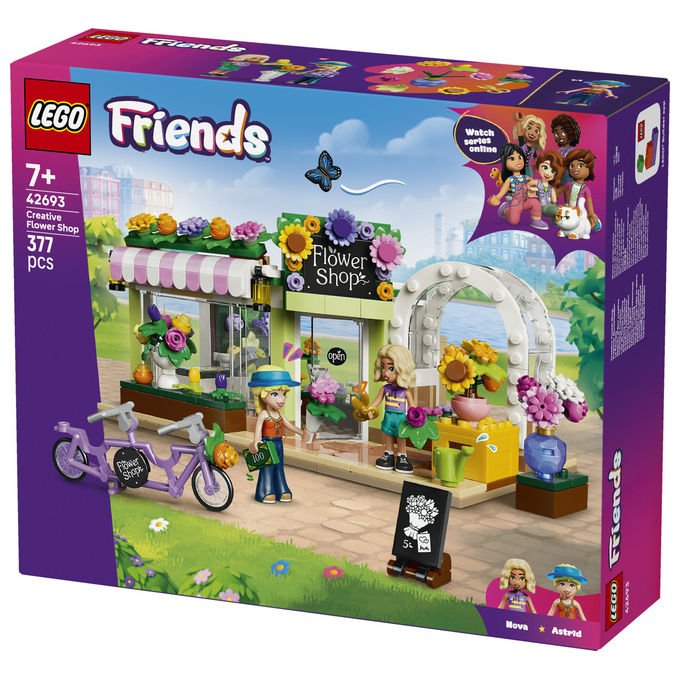 Lego 42693 Friends Negozio di Fiori Creativo Set Costruzioni 377 Pezzi 2 Minidoll Nova e Astrid da 7 Anni