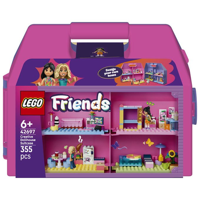 Lego 42697 Friends Valigetta Creativa Casa delle Bambole 355 pezzi 8 stanze 2 Mini Bamboline da 6 anni