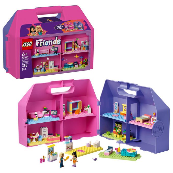 Lego 42697 Friends Valigetta Creativa Casa delle Bambole 355 pezzi 8 stanze 2 Mini Bamboline da 6 anni