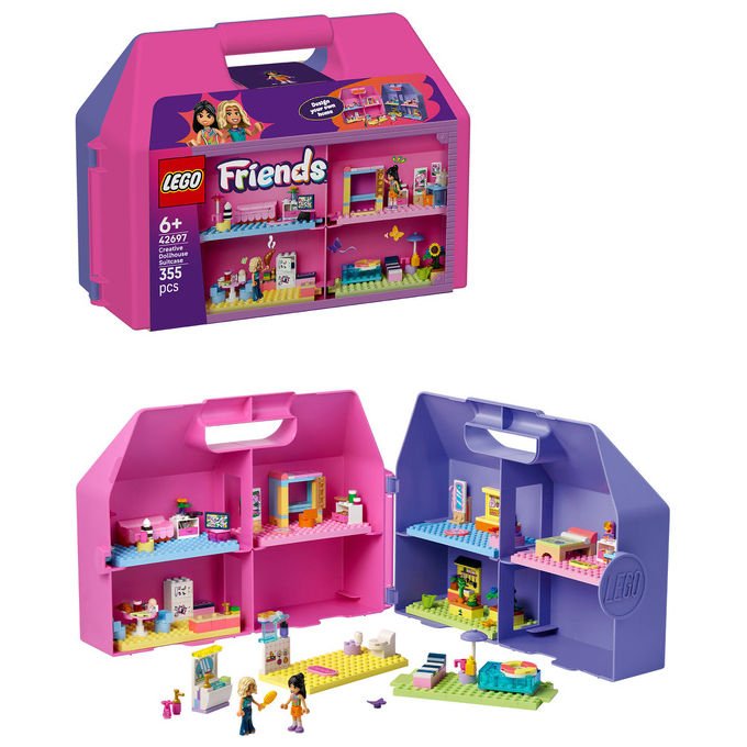 Lego 42697 Friends Valigetta Creativa Casa delle Bambole 355 pezzi 8 stanze 2 Mini Bamboline da 6 anni
