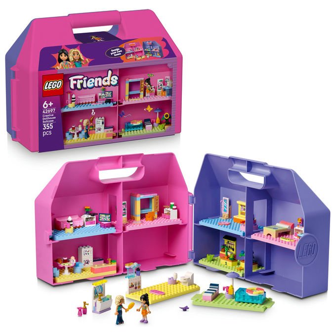 Lego 42697 Friends Valigetta Creativa Casa delle Bambole 355 pezzi 8 stanze 2 Mini Bamboline da 6 anni