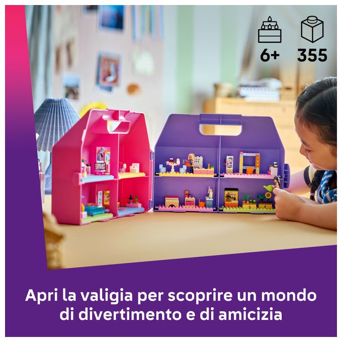 Lego 42697 Friends Valigetta Creativa Casa delle Bambole 355 pezzi 8 stanze 2 Mini Bamboline da 6 anni