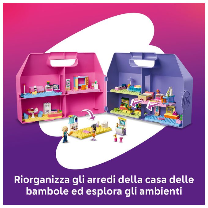 Lego 42697 Friends Valigetta Creativa Casa delle Bambole 355 pezzi 8 stanze 2 Mini Bamboline da 6 anni
