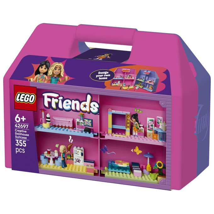 Lego 42697 Friends Valigetta Creativa Casa delle Bambole 355 pezzi 8 stanze 2 Mini Bamboline da 6 anni