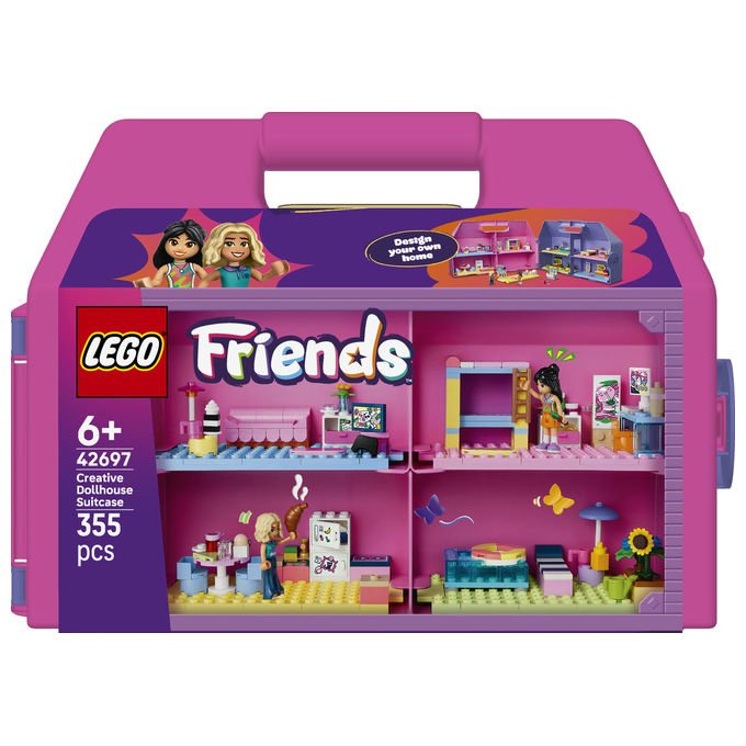 Lego 42697 Friends Valigetta Creativa Casa delle Bambole 355 pezzi 8 stanze 2 Mini Bamboline da 6 anni