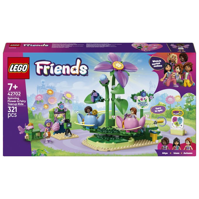 Lego 42702 Friends Giostra delle Tazze da Te' Floreali Set da Costruire 321 Pezzi 3 Mini Bamboline 7+