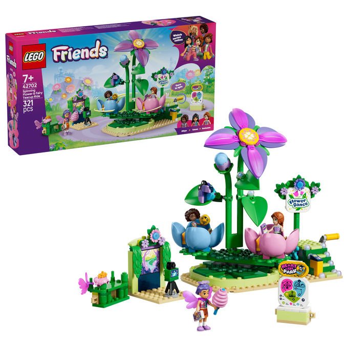 Lego 42702 Friends Giostra delle Tazze da Te' Floreali Set da Costruire 321 Pezzi 3 Mini Bamboline 7+