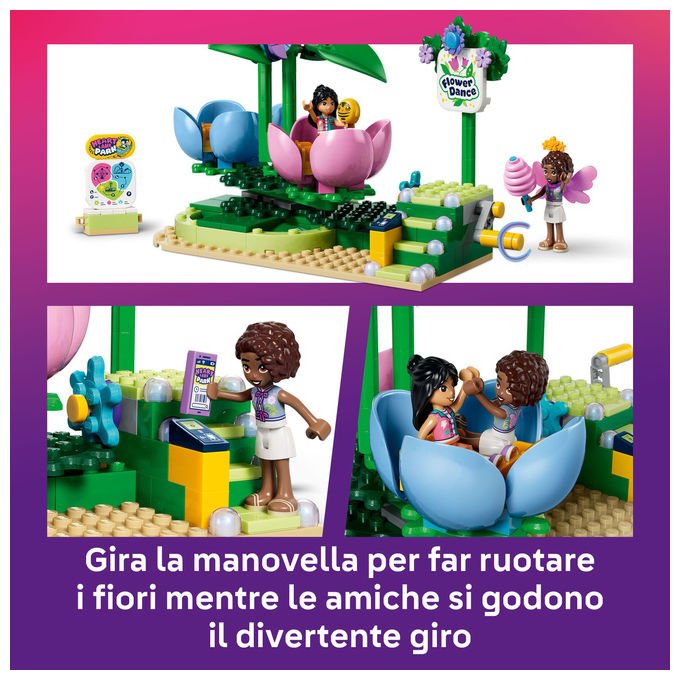 Lego 42702 Friends Giostra delle Tazze da Te' Floreali Set da Costruire 321 Pezzi 3 Mini Bamboline 7+