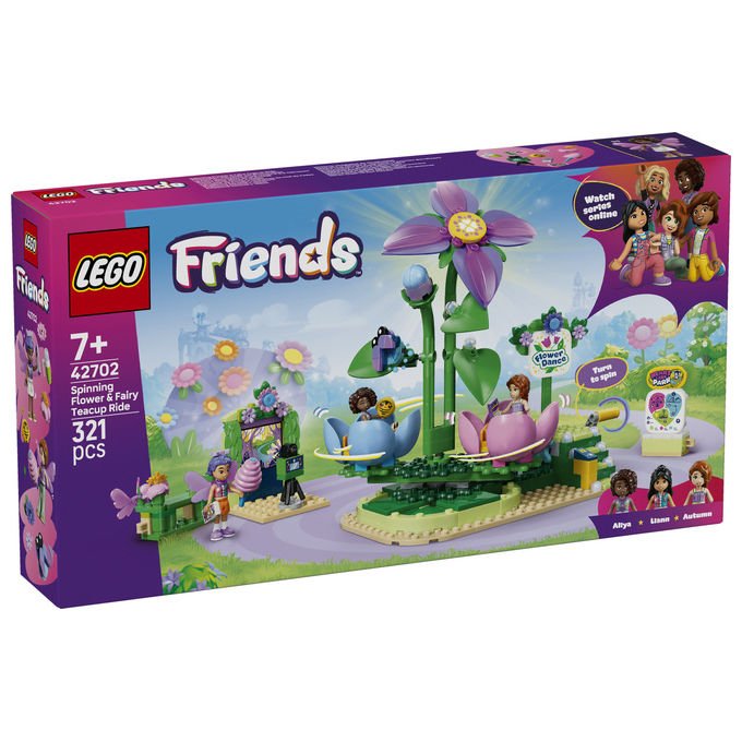Lego 42702 Friends Giostra delle Tazze da Te' Floreali Set da Costruire 321 Pezzi 3 Mini Bamboline 7+