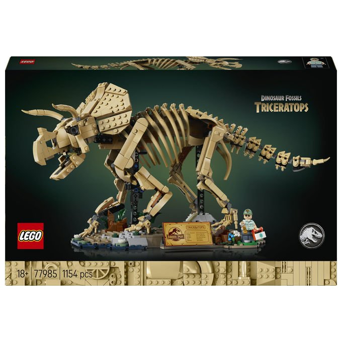 Lego 77985 Jurassic World Fossili di Dinosauro Triceratopo Set da Collezione 1154 Pezzi per Adulti con Minifigure