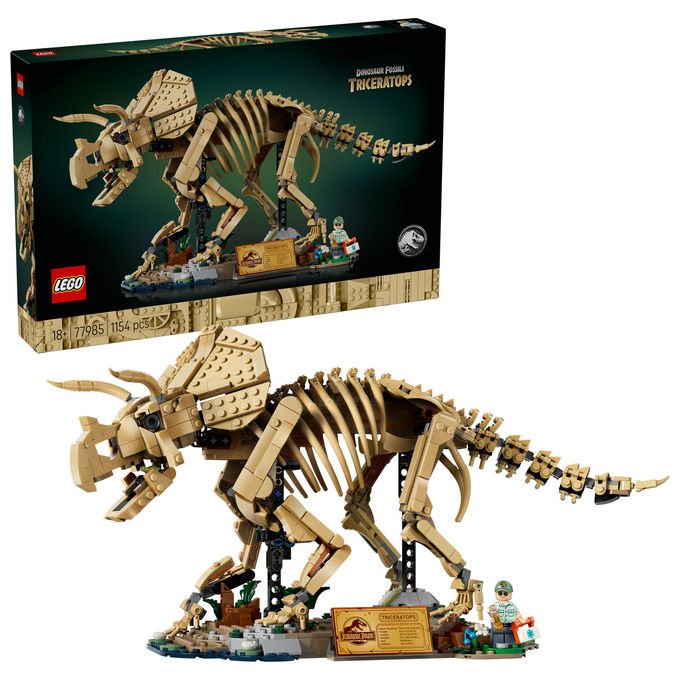 Lego 77985 Jurassic World Fossili di Dinosauro Triceratopo Set da Collezione 1154 Pezzi per Adulti con Minifigure