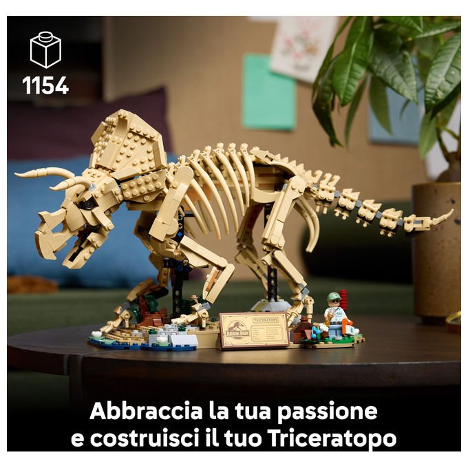 Lego 77985 Jurassic World Fossili di Dinosauro Triceratopo Set da Collezione 1154 Pezzi per Adulti con Minifigure