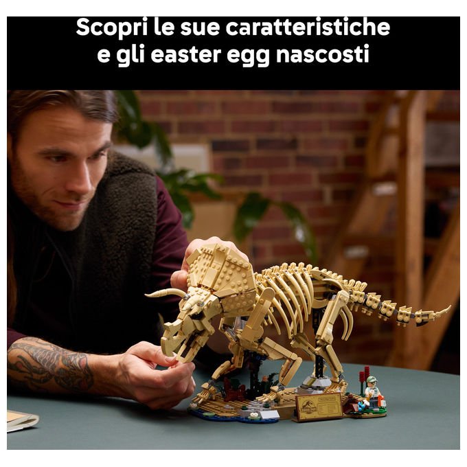 Lego 77985 Jurassic World Fossili di Dinosauro Triceratopo Set da Collezione 1154 Pezzi per Adulti con Minifigure