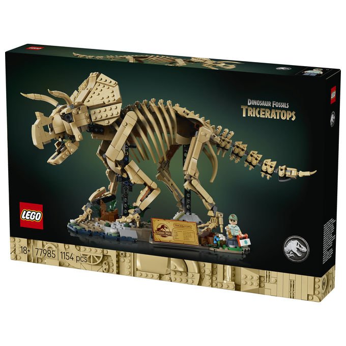 Lego 77985 Jurassic World Fossili di Dinosauro Triceratopo Set da Collezione 1154 Pezzi per Adulti con Minifigure