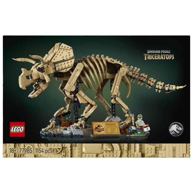 Lego 77985 Jurassic World Fossili di Dinosauro Triceratopo Set da Collezione 1154 Pezzi per Adulti con Minifigure
