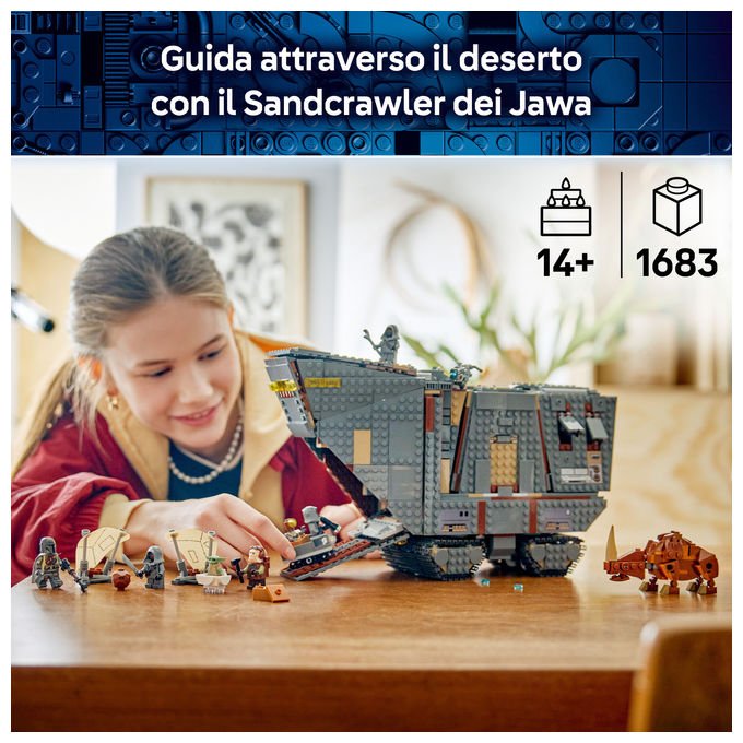 Lego 75453 Sandcrawler e Mudhorn Offworld Set da Costruzione 1683 pezzi con 5 Minifigure e Mudhorn Snodabile colore Multicolore