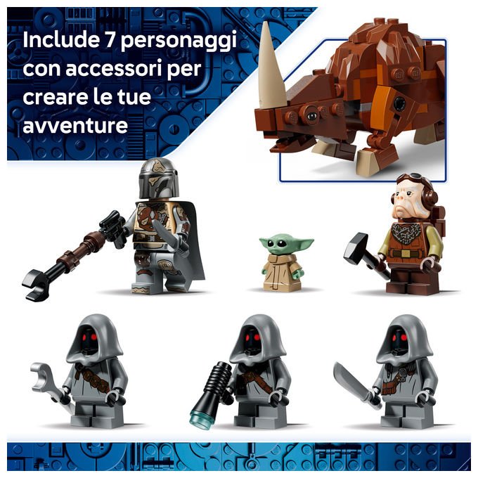 Lego 75453 Sandcrawler e Mudhorn Offworld Set da Costruzione 1683 pezzi con 5 Minifigure e Mudhorn Snodabile colore Multicolore