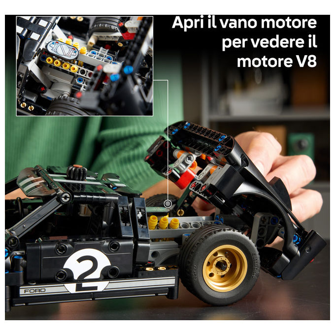 Lego 42223 Technic Auto da Corsa Ford GT40 MKII 1966 Kit di Modellismo 793 Pezzi colore Multicolore