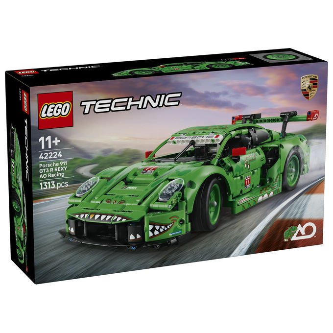 Lego 42224 Technic Auto Porsche 911 GT3 R REXY AO Racing con sterzo sospensioni differenziale portiere e bagagliaio apribili 1313 pezzi colore Multicolore